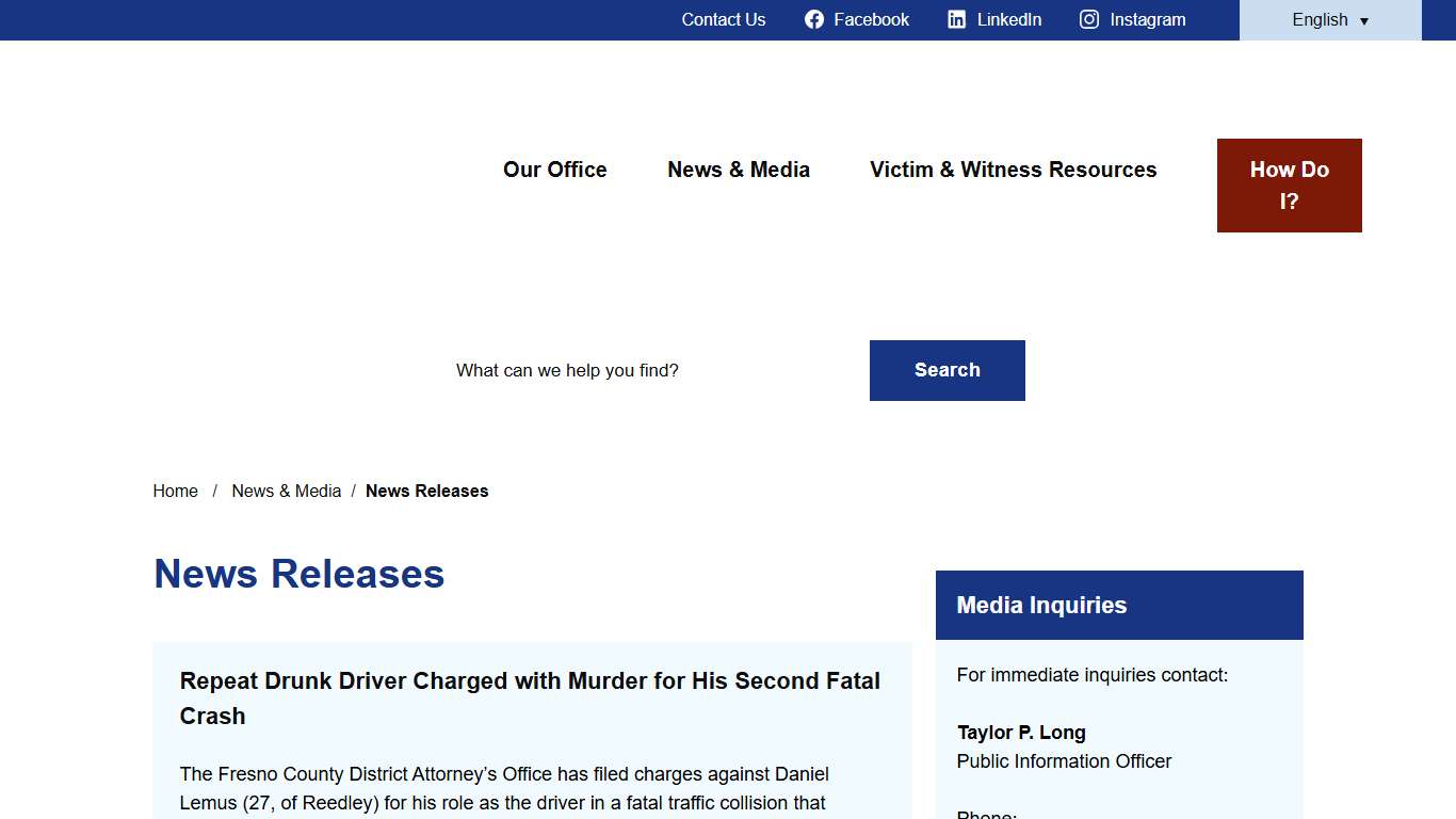 News Releases - County of Fresno District Attorney